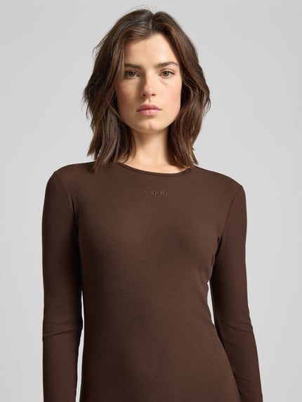 VILLA SOPHIE Maxi-jurk met labelstitching, model 'MALI' Donkerbruin - 3