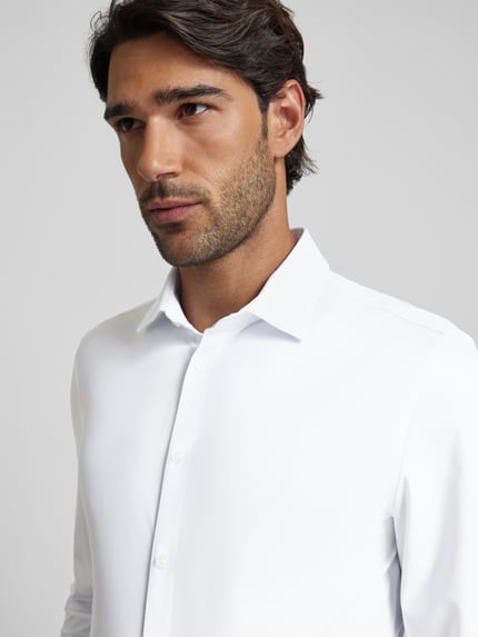 Jake*s Super Slim Fit Business-Hemd mit Knopfleiste Weiss 3