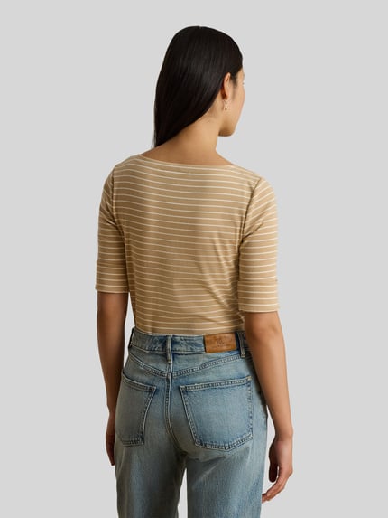 Lauren Ralph Lauren regular fit T-shirt van katoenmix Beige - 5