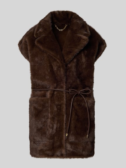 Rinascimento Bodywarmer met reverskraag en strikceintuur Donkerbruin - 2