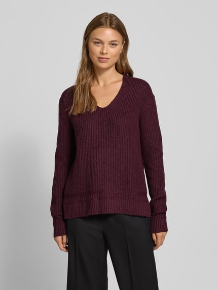 Tom Tailor Regular Fit Strickpullover aus Baumwoll-Mix Bordeaux 4