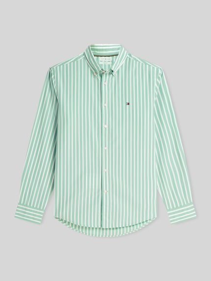 Tommy Hilfiger Regular Fit Freizeithemd aus reiner Baumwolle Hellgruen 2