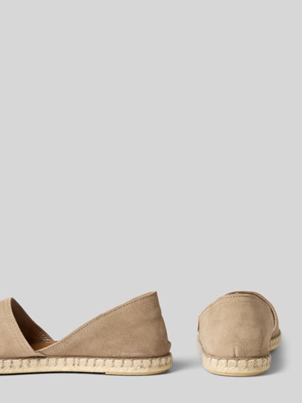 Productfoto, Espadrilles aus Leder mit Label-Patch Modell 'CARMEN' van Verbenas, echt leer, afgeronde vorm, gestructureerde zool, beige kleur