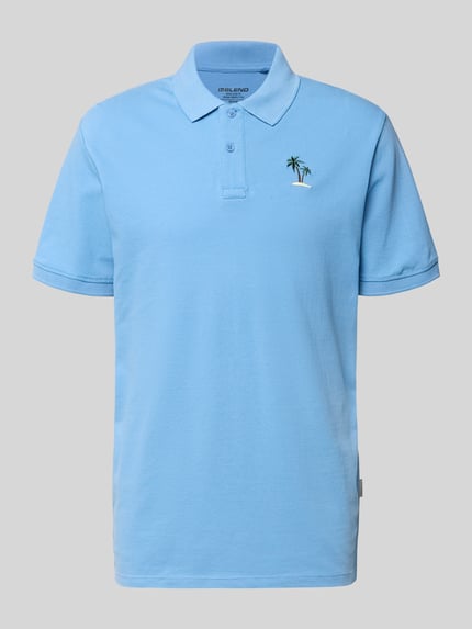 Produktfoto, Regular Fit Poloshirt mit Stitching Modell 'FELISE' von Blend, Hellblau, Reine Baumwolle, Knopfleiste, Rückenlänge 74 cm, Herren