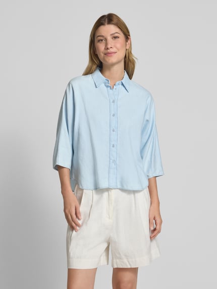 MOS MOSH Regular fit blouse met linnen, model 'ANGELICA' Lichtblauw - 4