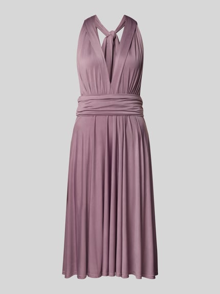 Rose Avenue Knielanges Cocktailkleid mit V-Ausschnitt Pflaume 2