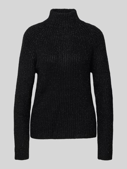 Jake*s Collection Gebreide pullover in riblook met opstaande kraag Zwart - 2
