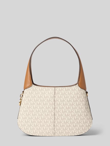 Productfoto, Shoulder Bag mit Allover-Logo-Print Modell 'Alice' van MICHAEL Michael Kors, beige-bruin, schouderriem, ritssluiting, logo-applicatie, 20x20x4 cm, context: dames shoulder bag, hoofdvak met ritssluiting, binnenvak met ritssluiting, schouderriem lengte 50 cm