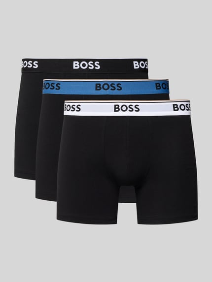BOSS Obcisłe bokserki z Mieszanka bawełny w Zestaw 3 szt. Model 'BOXER' Czarny 1
