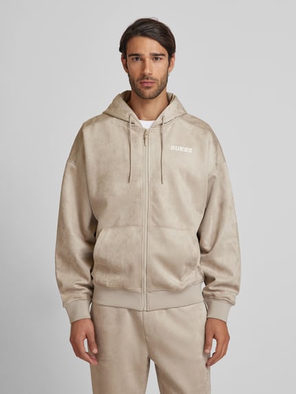 GUESS Activewear Sweatjacke mit Label-Detail Modell 'DARIL' Beige 4