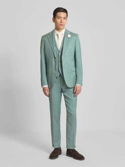 MCNEAL Slim fit linnen colbert met knoopsluiting Groen - 1