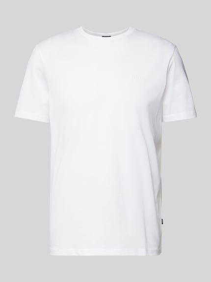 T-Shirt mit geripptem Rundhalsausschnitt Modell 'Cosmo' Shop The Look MANNEQUINE
