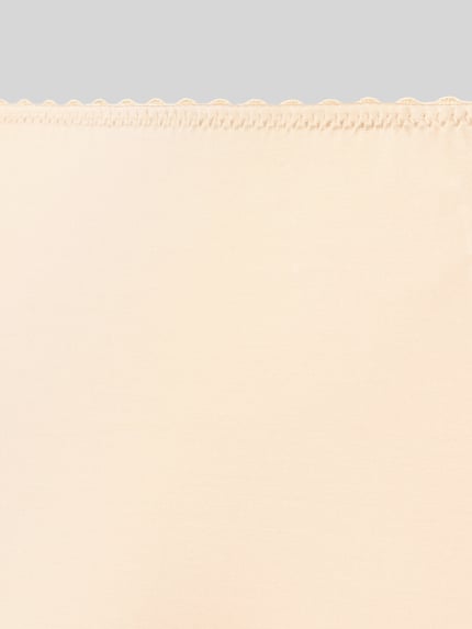 Produktfoto, Unterrock aus Viskose-Mix in Knielänge von Hanro, Damen Unterrock mit Satin, Picot-Besatz, glatte Oberfläche in Beige.
