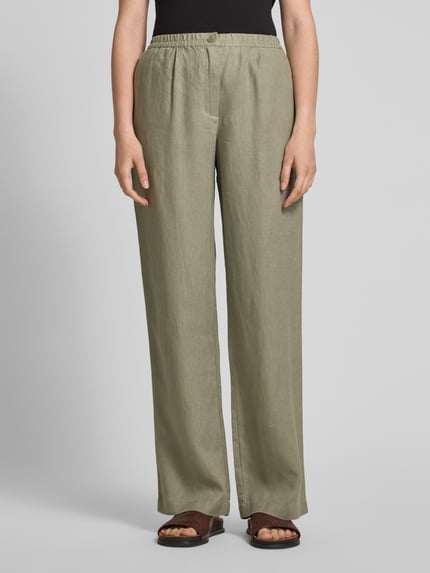Samsøe Samsøe Stoffen broek met knoopsluiting, model 'SATOVE' Olijfgroen - 4