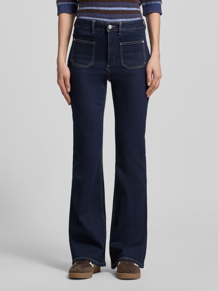 Tom Tailor Denim flared fit jeans van katoenmix Donkerblauw - 4