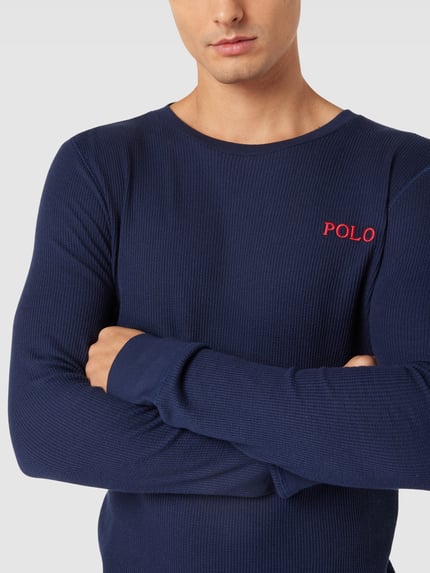 Polo Ralph Lauren Underwear Shirt met lange mouwen en structuurmotief, model 'WAFFLE'' Marineblauw - 3