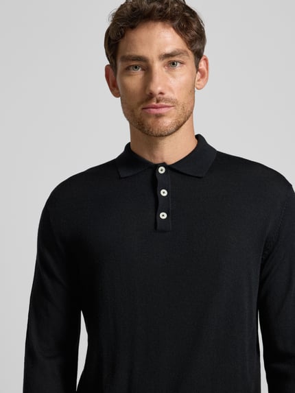 Manuel Ritz Regular Fit Poloshirt aus Schurwolle Black 3
