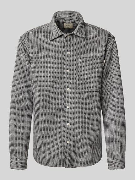 Redefined Rebel Regular fit overhemdjack met wol en labeldetail model 'Chen' Donkergrijs gemêleerd - 2