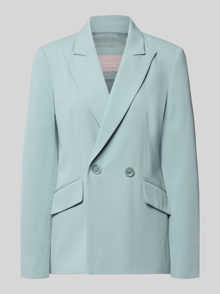 Produktfoto, Regular Fit Blazer mit Pattentaschen von Christian Berg Woman Selection in Hellblau, Material-Mix mit Stretch-Anteil, Reverskragen, Knopfverschluss