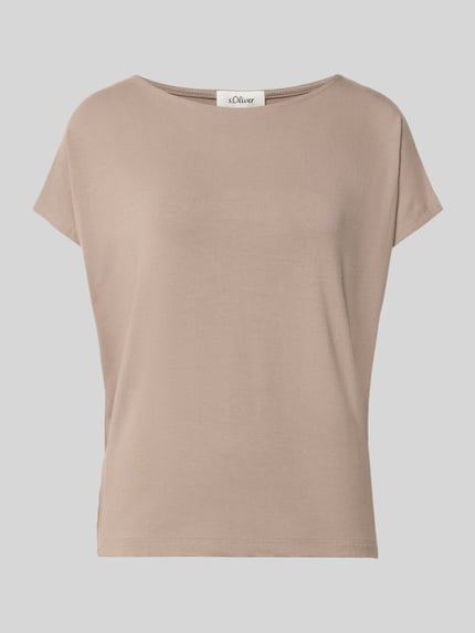 Produktfoto, Oversized T-Shirt aus Viskose-Mix von s.Oliver RED LABEL in Beige, glatte Textur, klassischer Schnitt, neutrale Farbgebung