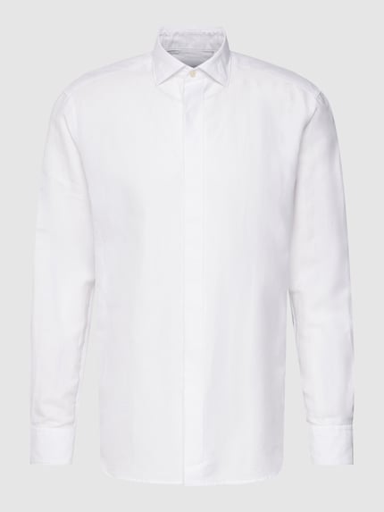 ETERNA Slim Fit Premium Smokinghemd mit Leinen-Anteil Weiss 2