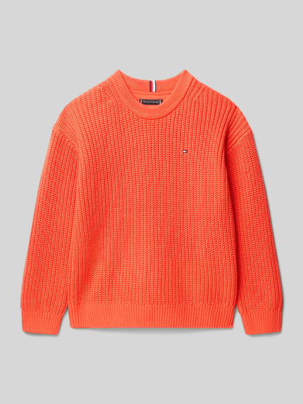 Tommy Hilfiger Teens Regular fit gebreide pullover van katoenmix Lichtrood - 1