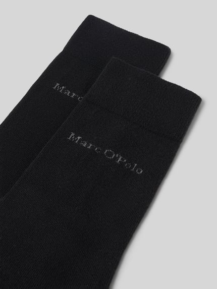 Produktfoto, Socken mit weichem Komfortbund im 2er-Pack von MARC O'POLO in schwarzer Melange-Optik, Strukturmuster, Damen Socken, Nahaufnahme