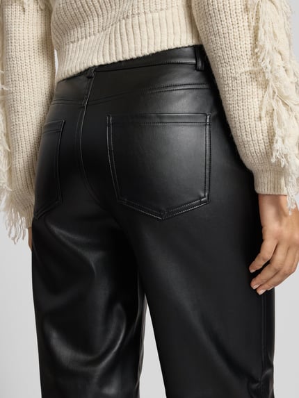 ONLY Wide leg broek in leerlook, model 'KIRI' Zwart - 3