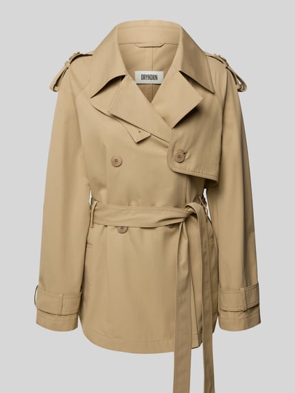 DRYKORN Trenchcoat met reverskraag en strikceintuur, model 'WELNEY' Camel - 2