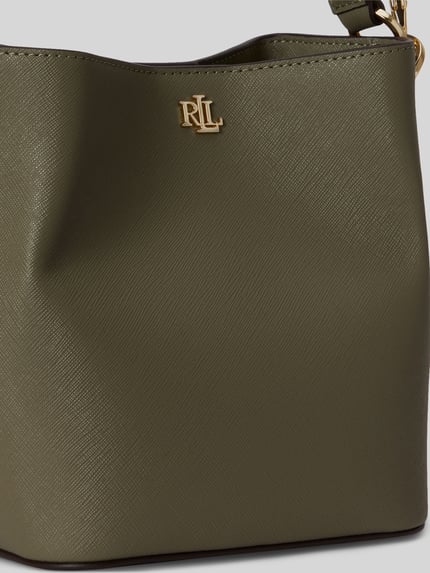 Lauren Ralph Lauren Torba na ramię z naturalnej skóry z odpinanym paskiem na ramię Limonkowy 5