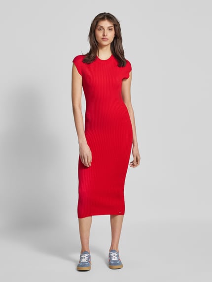 Tommy Hilfiger Midikleid in Ripp-Optik Rot 4
