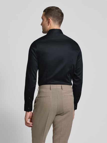 Seidensticker Slim Fit Business Hemd mit Kentkragen aus Feintwill Black 5