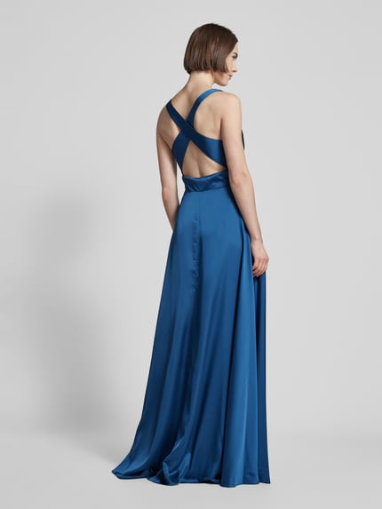 LUXUAR FASHION Sukienka wieczorowa z dekoltem w serek Błękitny 5