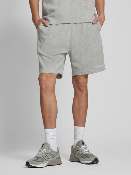ANOTHER COTTON LAB Szorty o kroju relaxed fit z fakturowanym wzorem Średnioszary melanż 4