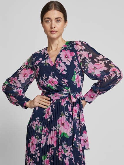 Christian Berg Cocktail Abendkleid mit Plisseefalten Marine 3