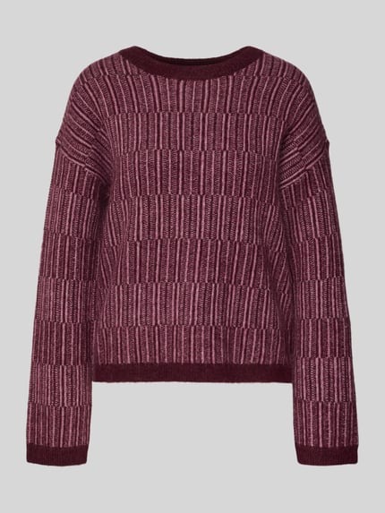 Produktfoto, Relaxed Fit Pullover aus Woll-Mix mit Alpaka-Anteil Modell 'FALVA' van Selected Femme, all-over structuurpatroon, breisel, mix van alpaca en wol, kleur bordeaux.