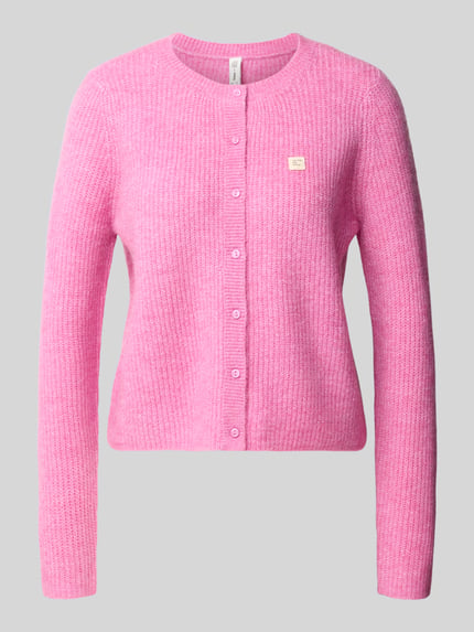 ONLY Strickjacke mit Label-Patch Pink Melange 1