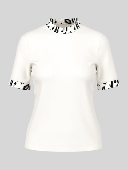 Marc Cain T-Shirt mit kontrastierenden Bundabschlüssen Offwhite 2