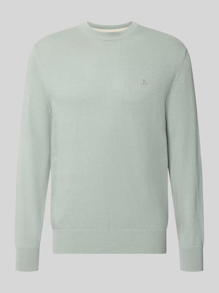 Produktfoto, mintgrüner Regular Fit Pullover aus Baumwoll-Mix mit Schurwoll-Anteil von Marc O'Polo, feine Strickstruktur.