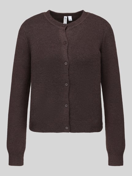 PIECES Regular Fit Strickjacke mit Woll-Anteil Modell 'MALOU' Schoko Melange 2