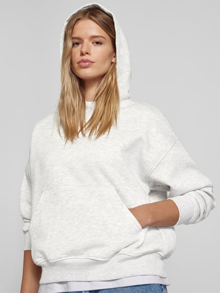 Gina Tricot hoodie met kangoeroezak Lichtgrijs gemêleerd - 3