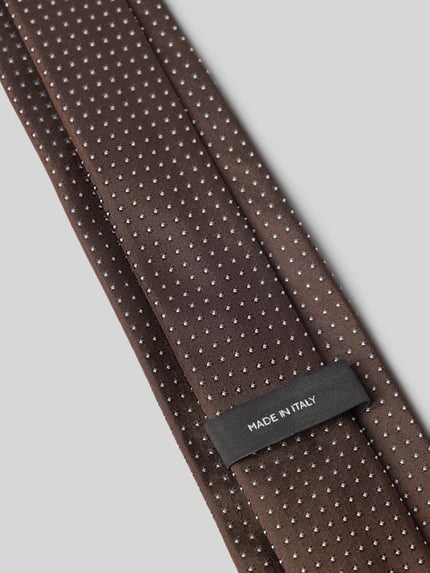 Produktfoto, braune Krawatte aus reiner Seide mit Allover-Muster Modell 'ONE' von BOSS, feine Textur, Herren Krawatte von BOSS