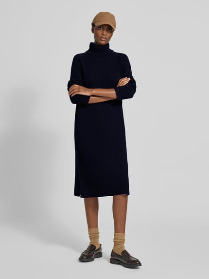 GANT Strickkleid mit Kaschmir-Anteil und Rollkragen Marine 1