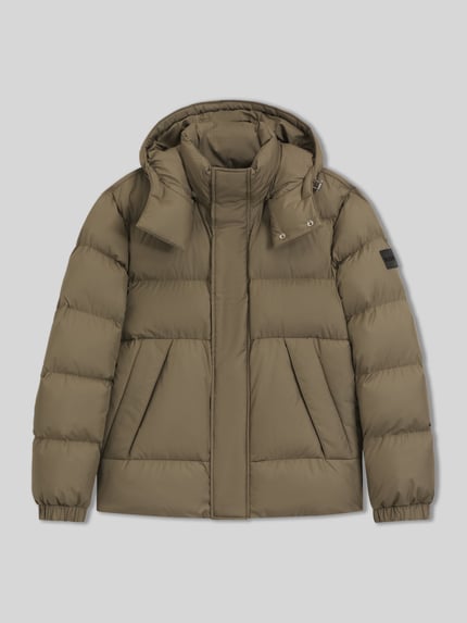 BOSS Regular fit gewatteerd jack met opstaande kraag met drukknopen Leem - 2