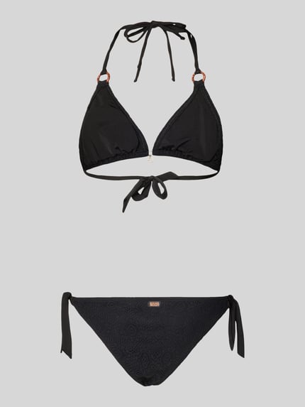 Produktfoto, Bikini mit Allover-Crochet-Optik Modell 'Sunmesh' von Banana Moon aus Elastischer-Material-Mix, Damen, Schwarz, Charm.