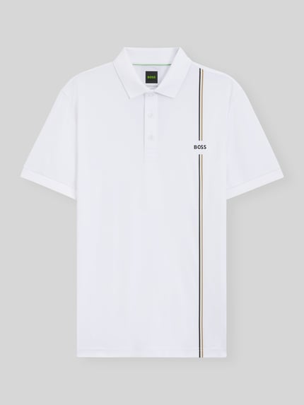 BOSS Green męski t-shirt o kroju regular fit sport z taśmą z logo Biały 2
