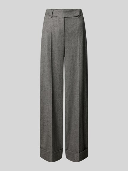 Produktfoto, Wide Fit Hose mit Bügelfalten und Eingrifftaschen von windsor., grau, Baumwoll-Elasthan-Mix, klare Linien, feine Struktur