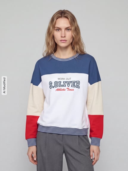 s.Oliver RED LABEL Relaxed Fit Sweatshirt aus Baumwoll-Mix - s.Oliver x Heidi Klum Blau 4