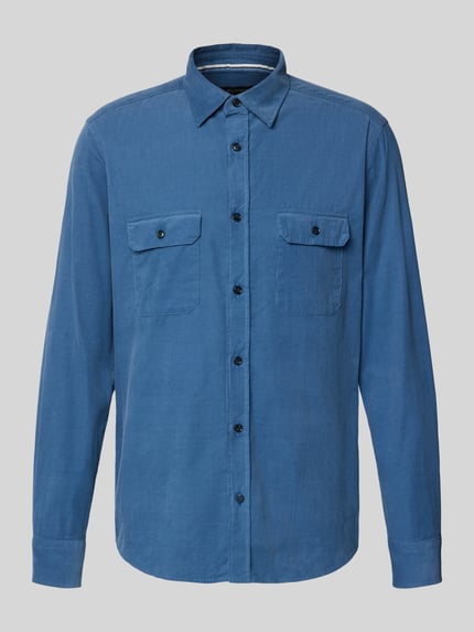 OLYMP Level 5 Regular fit ribcordoverhemd met kentkraag Jeansblauw - 2