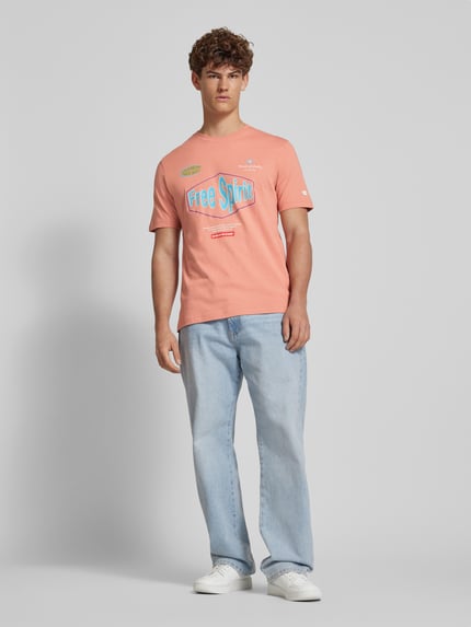 Champion T-shirt z detalami z logo Morelowy 1